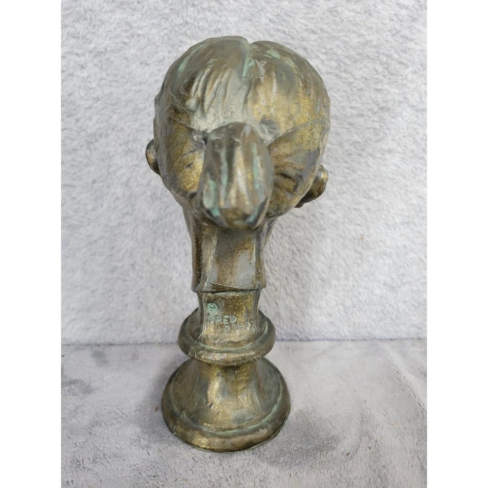 Estatuilla de arte vintage de bronce con busto de niña estatua adorno de escritorio decoración del hogar Foto 3 de 4