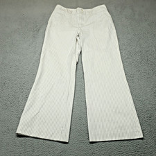 Lauren Ralph Lauren Chino Pants Womens 8 White Striped Wide Leg Flat Front