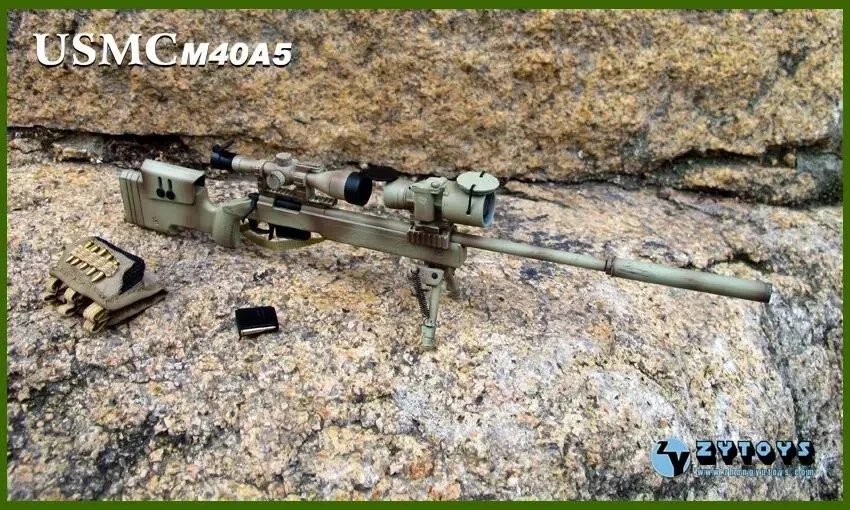 Modelo de rifle sniper 1/6 M40A5 USMC para figuras de ação Hot Toys Phicen Soldier 12" - Imagem 4 de 4