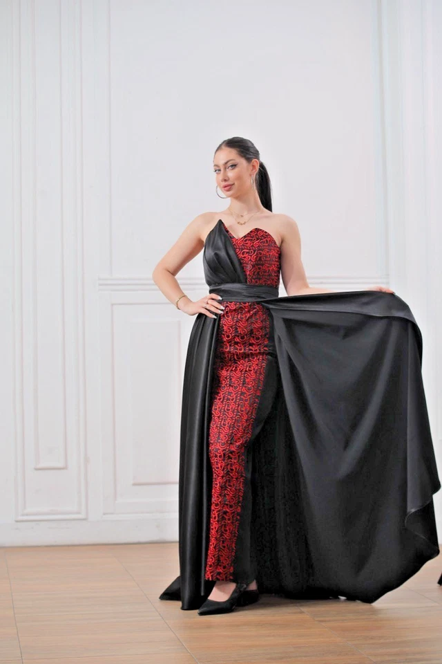 Mujeres Palestinas Bordadas Thobe Tatreez Poliéster con Detalles Satinados y Bufanda Foto 3 de 3