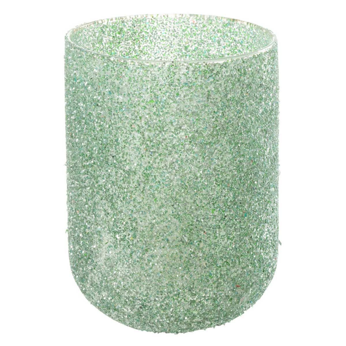 Photophore en verre Fore vert 18cm de style artisanal haut de gamme