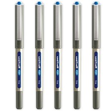 Uni-Ball UB-157 Liquid Ink Rollerball Pens 0.7mm Nib Blue Ink Pack of 5