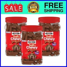3 pack, Milk Bone Soft Chewable Dog Treats, Beef, 25 oz Container