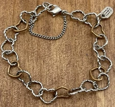 James Avery Twisted Wire Connected Hearts Bracelet Sterling Bronze Sz Small 7”