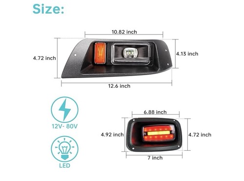 10L0L Deluxe Headlight Tail Light Kit for EZGO TXT Golf Cart, with Daytime Ru... - Picture 3 of 5
