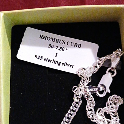Made in Italy 925 Sterling Silver Curb Link Chain Bracelet 10'' Lobster 1.8 Gram