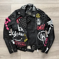 Bellivera - Women's Faux Leather Jacket Studded Rivet Moto Biker NWT - Small