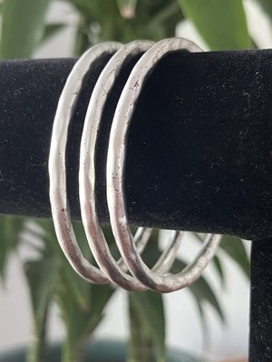 Vintage nicht magnetisch leicht silberfarben Boho Armreif Armband 3 Stück
