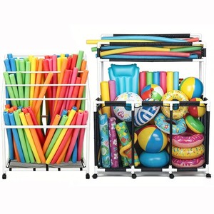 Yescom 270 Gal Pool Float Storage 2 Tiers w/ Towel Rack Rolling Toy Bins Combo