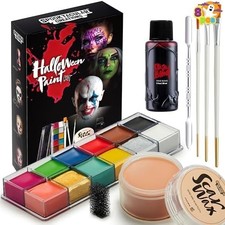 8 PCS Halloween Makeup Kit SFX Face Body Paint Set with Wound Scar Wax,12 Colors
