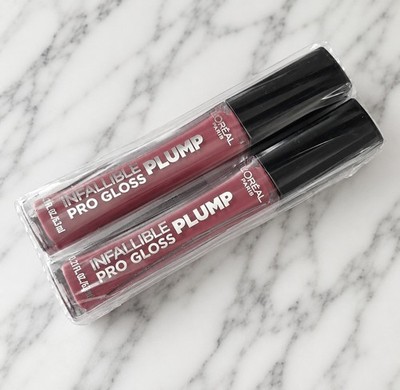 2 tubes L Oreal MOONLIT ROSE #605 Infallible Pro Gloss Plump Lip Gloss .21 oz ea