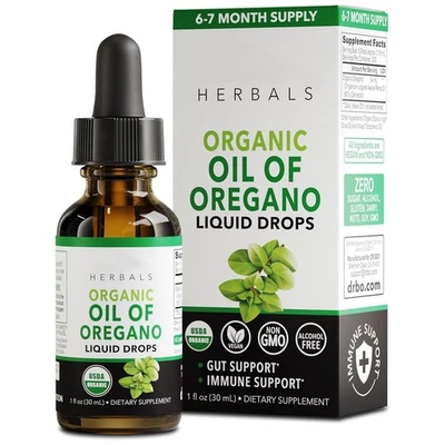 Organic Oil of Oregano Liquid Drops - Gut & Immune Support Herbals Supplements