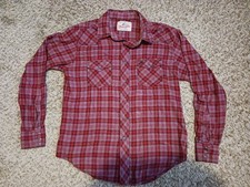 Vintage Wrangler Plaid Pearl Snap Shirt Red Blue Size M Western American Cowboy