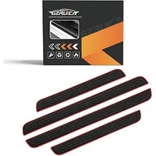 Door Sill Plate Protectors for Car - Universal Door Entry Not pattern Red Border