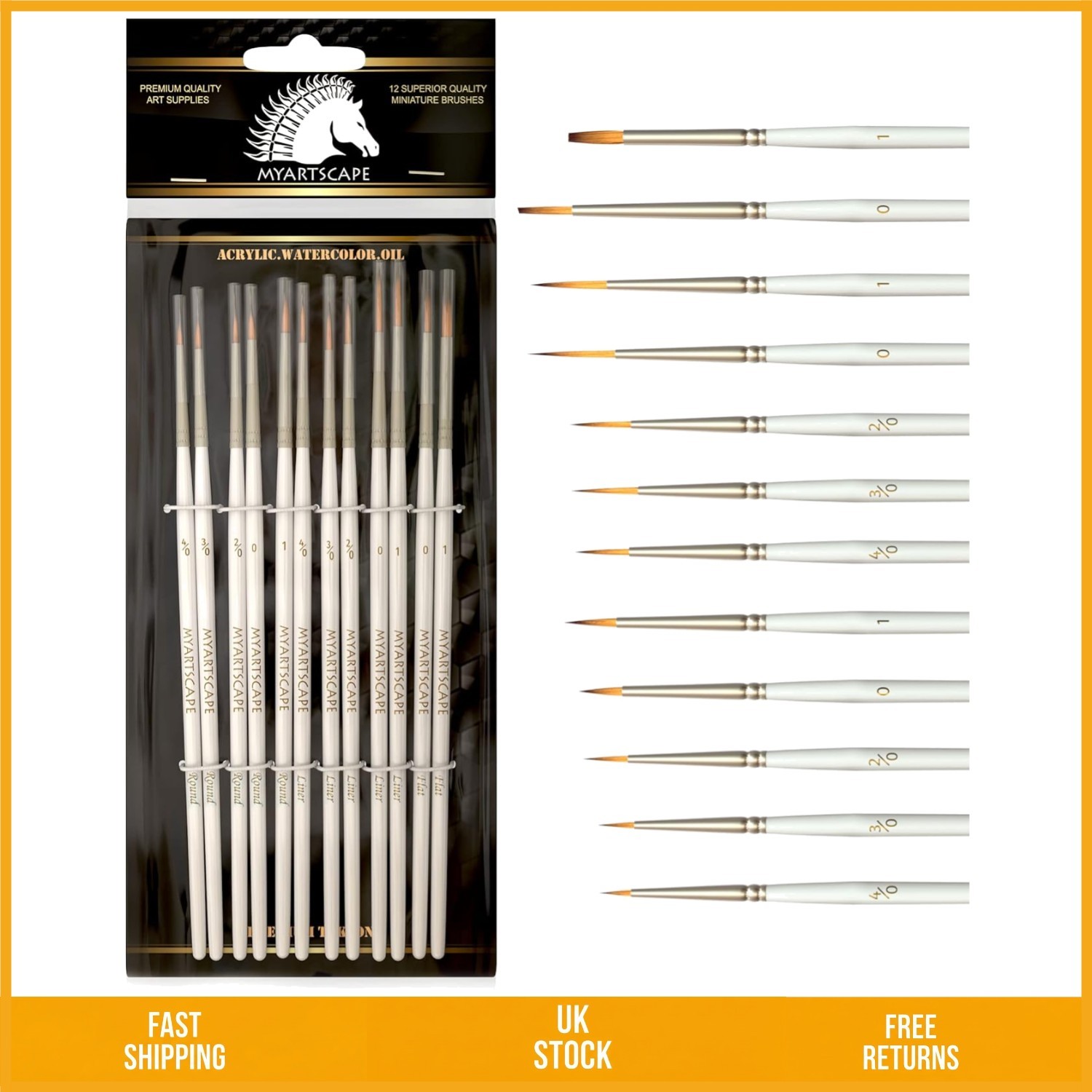 Professional Precision Fine Detail Miniature Artist Paint Brushes Set of 12