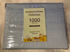 Kemberly Home Collection 1000 Thread Ct Egyptian Cotton Sheets - Sky Blue, Queen