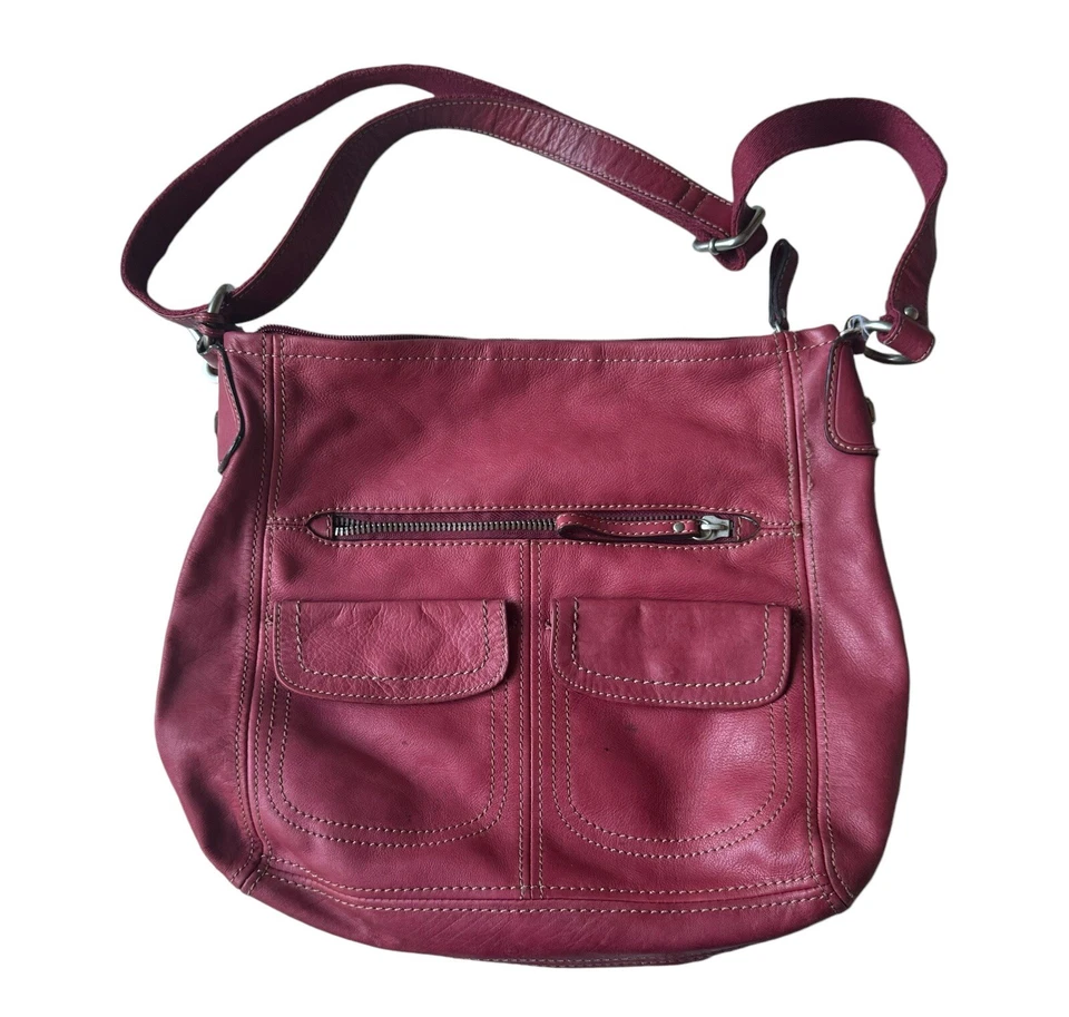 Bolso Bandolera Fossil Cuero Rojo Cartera Bolso de Mano Hobo Boho Forrado en Cachemira Bolso holgado Foto 2 de 4