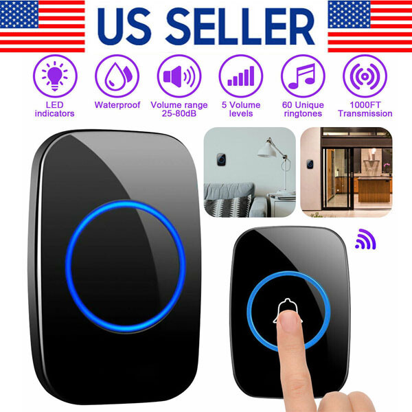 Wireless Waterproof Doorbell Chime with Adjustable Volume and 1000FT Range Kit-image