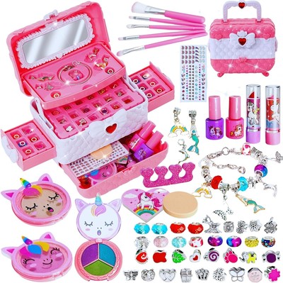2-in-1 Kinder Make-up & Armband Bastelset - Waschbar Einhorn Geschenk für Mädchen Alter