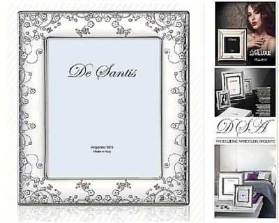 1 Cornice Portafoto Da Tavolo ARGENTO 925 Made in Italy 10x15 Linea Fiori 463/10