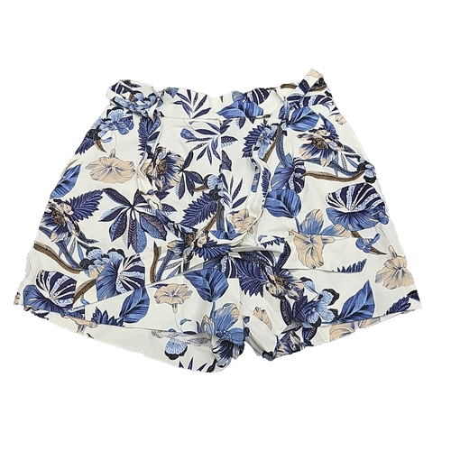 Dalia Womens Allover Printed Linen Rayon Belted Shorts with Pockets Small Size