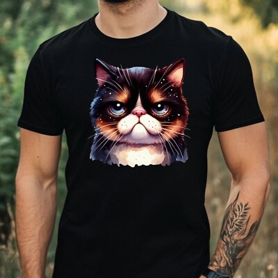 Herren T-Shirt Grumpy Cat Motiv Baumwolle Größe XS bis 5XL