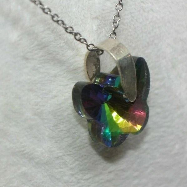 Collar Mariposa Topacio Místico Elementos Swarovski Plata Esterlina Nuevo de Lote Antiguo para Damas Foto 3 de 4