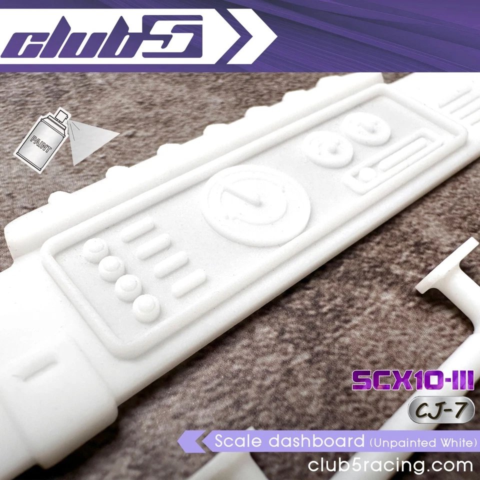 Scale dashboard for Axial SCX10III Jeep CJ-7 ( Unpainted White ) - Image 4 of 4