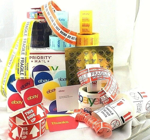 EBAY Branded Shipping Packing Supplies HUGE Variety Lot of 156 Tape Stickers ETC