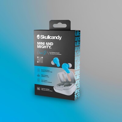 Skullcandy Dime 2 Wireless Earbuds iPhone Android  Bluetooth Devices-Grey/Blue