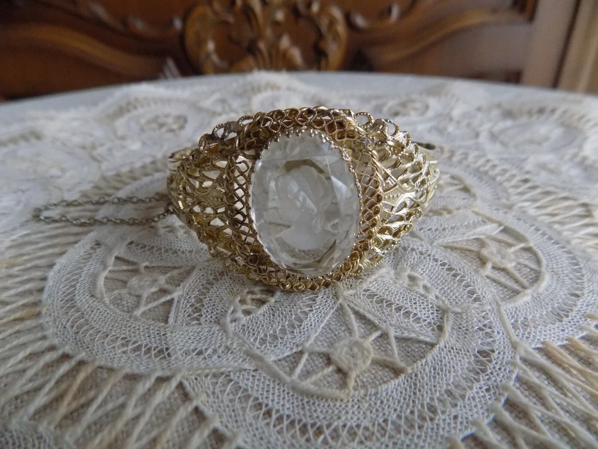 Vintage Whiting Davis Intaglio Reverse Cameo Bracelet Layered