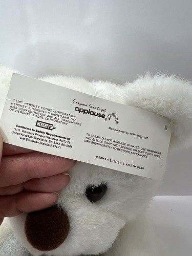Vintage Applause 1987 Hershey Kiss White Teddy Bear 10" Stuffed Plush Toy - Picture 10 of 14