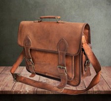 15" HANDMADE GENUINE MESSENGER BIG STORAGE SHOULDER LEATHER DESIGNER LAPTOP BAG