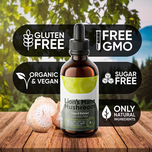 Lions Mane Mushroom Liquid Drops - Natural Brain Booster - 98% Absorption Rate