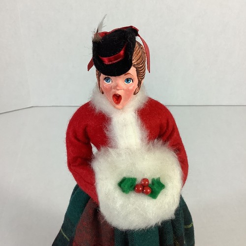 Simpich Manguito Dama Rojo Verde Falda a Cuadros Manguito de Piel Blanco Muñeca Personaje de Navidad - Imagen 3 de 9