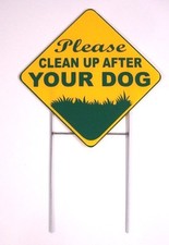 PLEASE CLEAN UP AFTER YOUR DOG 8"X8" Plastic Coroplast Sign w/Stake Diamond y