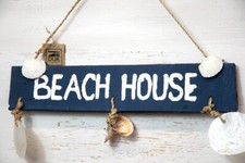 Strandhaus Schild Aus Küstenholz Mit Staffelei – Nautische Deko Für Wohnzimmer, Schreibtisch & Regal (ca. 11x11 Cm)