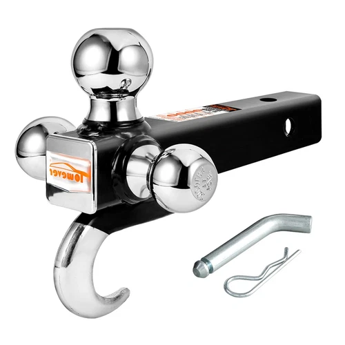 Towever 84180P Towever 2inch Trailer Hitch Ball Towing Tri Ball Mounts with Hook