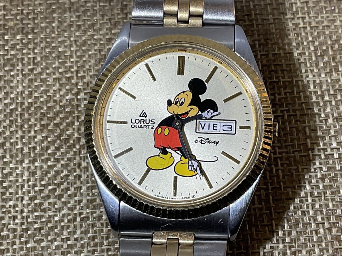 SEIKO LORUS Mickey Mouse ヴィンテージ 稼働品 美品 Vintage Lorus by Seiko Mickey Mouse Men's Watch Engraved A