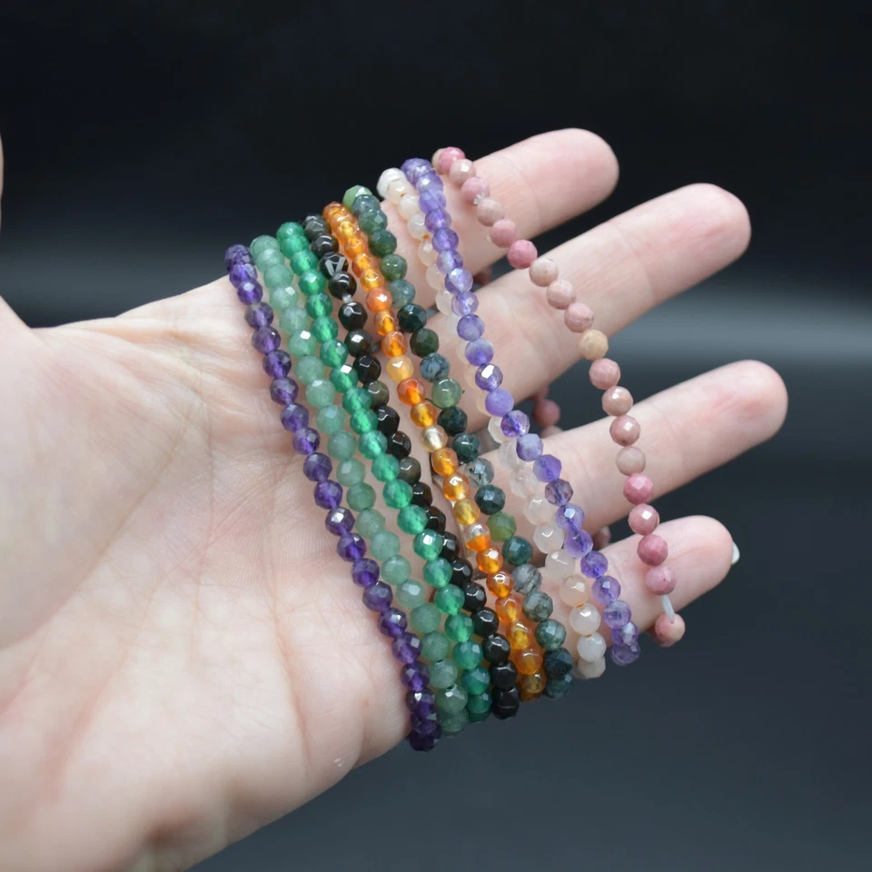 4mm FACETED Round Beads Crystal Bracelet Sample Strand - Image 3 of 3