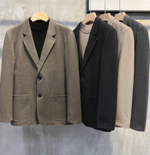 New Mens Woolen Jackets Fall/ Winter Casual Blazers Warm Suit Lapel Thick Coats