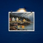 "Fishing Village", Original Oil Painting Art Print, Museum-quality Matte Paper