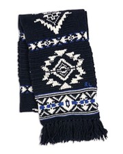 148 Polo Ralph Lauren Men Wool Nylon Geometric Ski Scarf,Navy/White, One Size