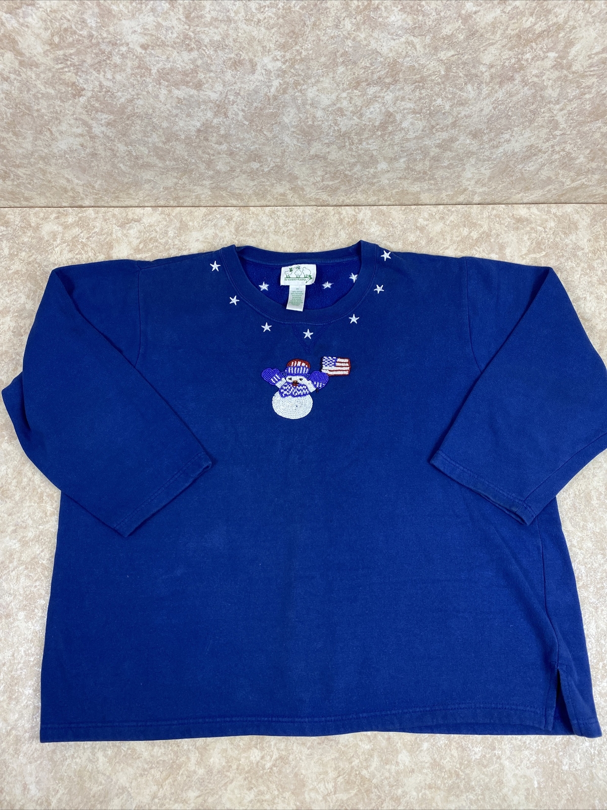 THE QUACKER FACTORY Patriotic Snowman Christmas Pullover Sweater