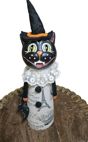 Vintage Rare Large Black Cat Head Figure Halloween Decoration Seasons By Nicole