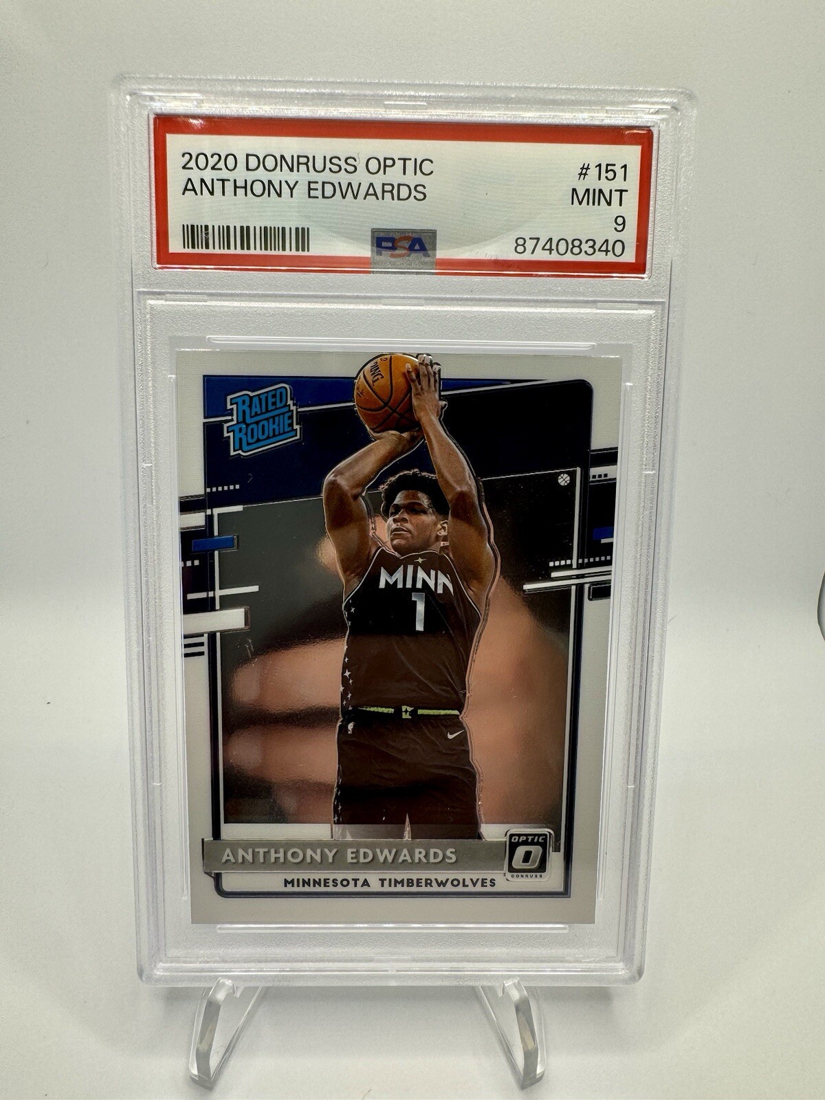 2020 Donruss Optic ANTHONY EDWARDS Base #151 PSA 9 MINT RC Timberwolves
