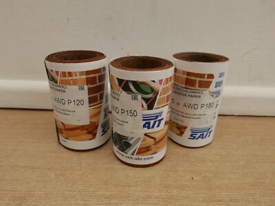 SAIT 3 X 115 MM X 5 METER GEMISCHT FEINE KÖRNUNGEN ALUMINIUMOXID SCHLEIFPAPIER ROLLEN