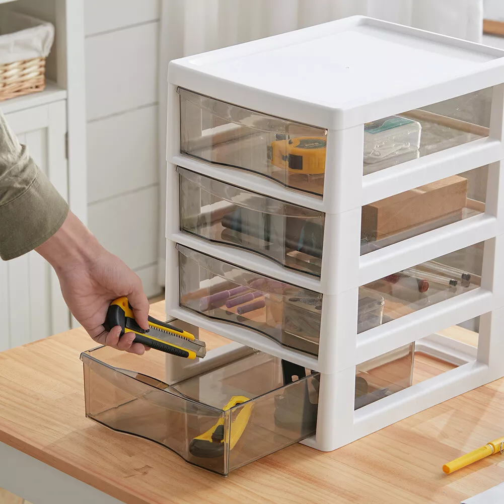 Mini Desktop Plastic Drawers Storage Draw Tower 3 6 Tiers Table Unit Office Home
