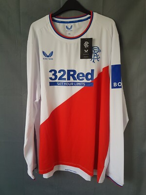 Rangers Away BNWT Shirt 2022. 3XL. Official White Adults Football Long Top XXXL.