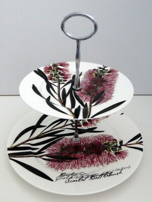 MAXWELL & WILLIAMS Australia 2 Tier Tray Platter Bone China The Gardens Table